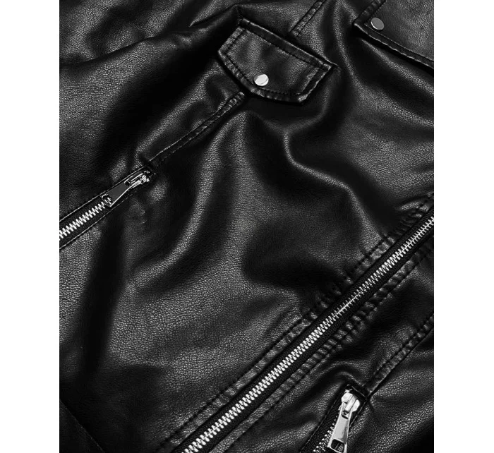 Krátká černá bunda s límcem (11Z8039)