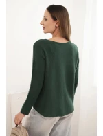 Dámský svetr z viskózy s dlouhým rukávem a kulatým výstřihem tmavě zelený Dámský svetr z viskózy s dlouhým rukávem a kulatým výstřihem tmavě zelený