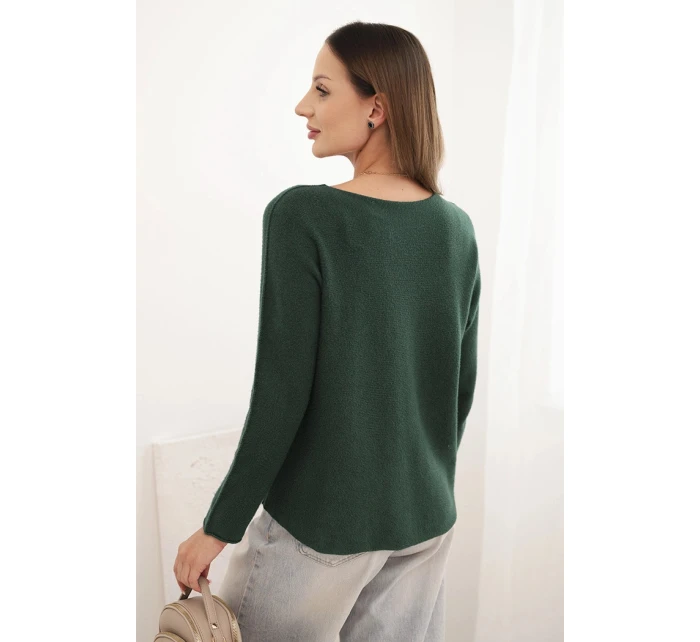 Dámský svetr z viskózy s dlouhým rukávem a kulatým výstřihem tmavě zelený Dámský svetr z viskózy s dlouhým rukávem a kulatým výstřihem tmavě zelený