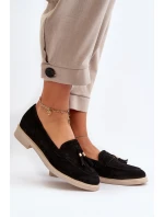 Černé Dámské Semišové Mokasíny Na Ploché Podrážce model 21652477 - Zazoo Černé Dámské Semišové Mokasíny Na Ploché Podrážce model 21652477 - Zazoo