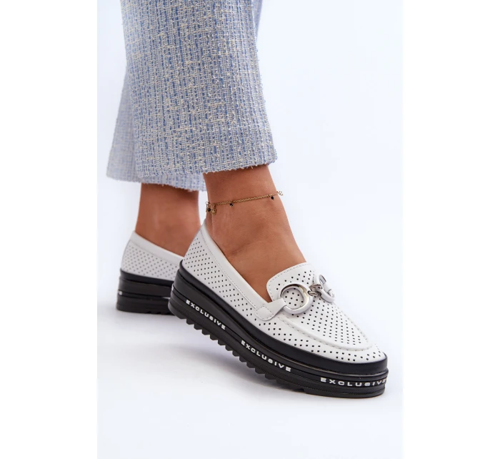 kožené mokasíny na platformě s ozdobou model 21660279 - S.Barski