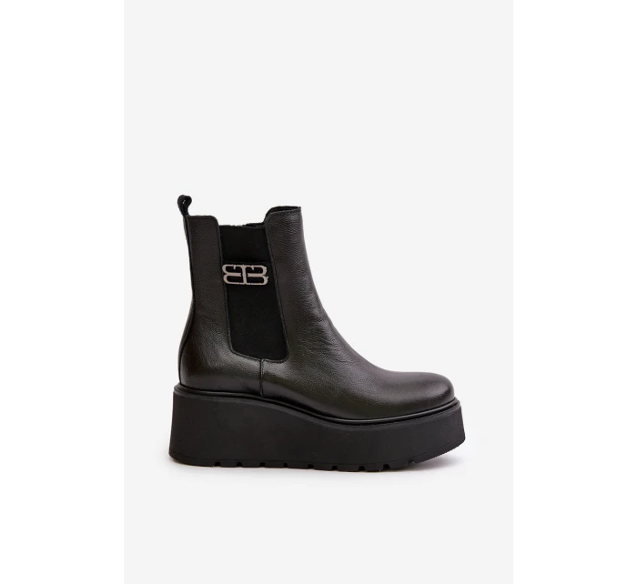 Zazoo 60498 Dámské Botky Chelsea Na Platformě A Klínu Černé