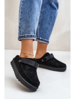 Dámské pantofle zateplené kožíškem na platformě černé model 21671344 - Boto