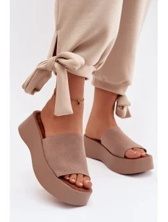 Dámské sandály na platformě tmavě béžové Liorisse