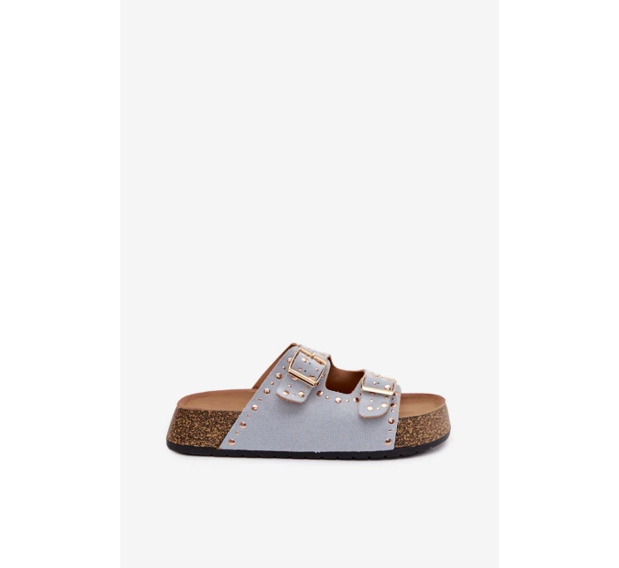 Dámské pantofle se zlatými sponami a knoflíky Modré model 21960974 - Boto