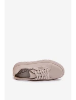 Kožené dámské polobotky s zipem béžové model 22013966 - EVENTO Kožené dámské polobotky s zipem béžové model 22013966 - EVENTO