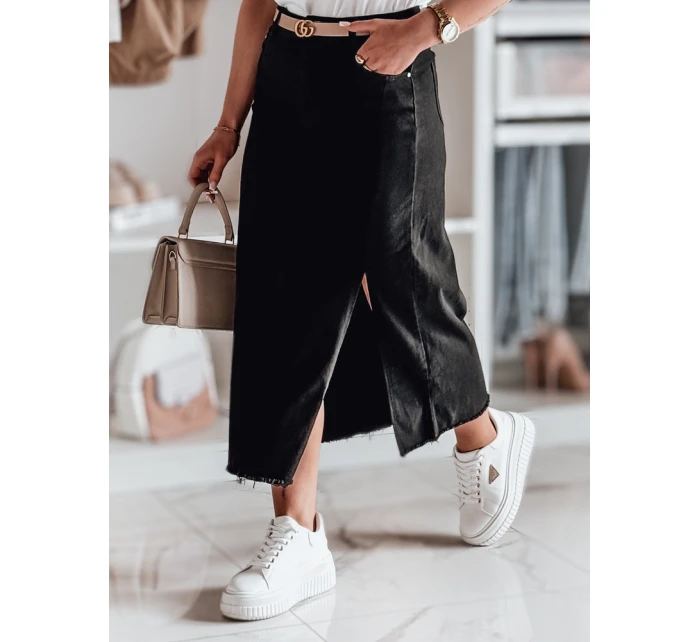 Midi džínová sukně s rozparkem MIDILEXU modrá FashionStreet CY0488