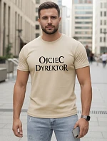 Pánské klasické tričko s nápisem bavlna béžová FashionStreet NX5144R