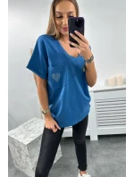 Bavlněná halenka s džínovou kapsou Bavlněná halenka s džínovou kapsou