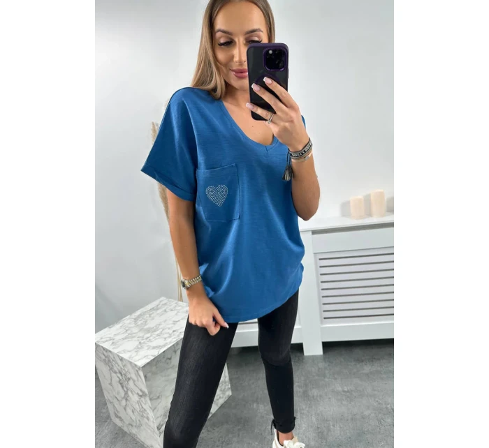 Bavlněná halenka s džínovou kapsou Bavlněná halenka s džínovou kapsou