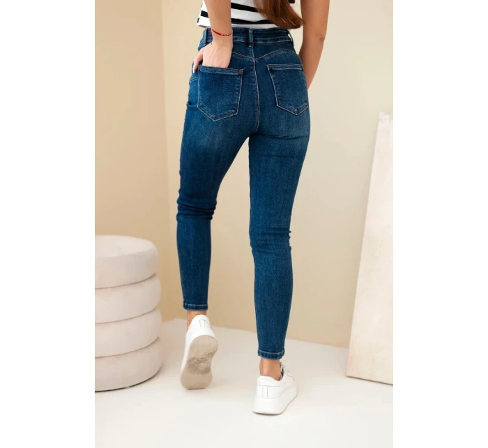 Dámské džíny skinny s vysokým pasem tmavě džínové