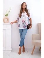 Dámská bavlněná halenka s květinovým vzorem bílý Dámská bavlněná halenka s květinovým vzorem bílý
