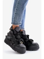 Kožené Dámské Sneakersy Na Masivní Platformě model 21673898 Černé - CheBello