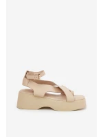 Dámské sandály na platformě a klínu eko kůže béžové Tenzorus Dámské sandály na platformě a klínu eko kůže béžové Tenzorus