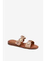 Dámské pantofle se zlatými doplňky béžové Jenoriela Dámské pantofle se zlatými doplňky béžové Jenoriela