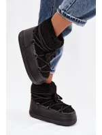 Dámské sněhule s kožíškem typu vázané Černé model 21757752 - Boto