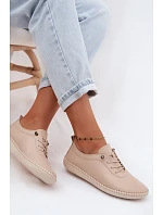 Kožené dámské polobotky model 22149769 Béžové - Artiker