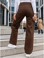 Jeansy damskie wide leg z wysokim stanem brązowe model 22303646 - FashionStreet Jeansy damskie wide leg z wysokim stanem brązowe model 22303646 - FashionStreet