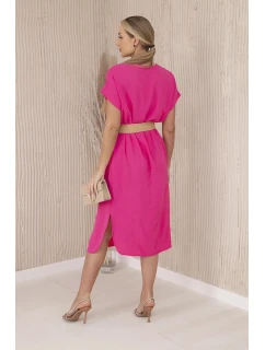 Šaty s ozdobným páskem růžové
