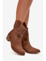 Semišové kožené dámské boty s výřezy na podpatku Zazoo 3844 hnědé Semišové kožené dámské boty s výřezy na podpatku Zazoo 3844 hnědé