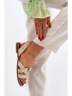 Zazoo Pohodlné kožené nazouvací sandály, béžová Zazoo Pohodlné kožené nazouvací sandály, béžová