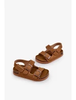 Dětské sandály na korkové platformě, zapínání na suchý zip, Camel Rorria