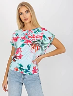 Dámská halenka WN BZ 4008-3.80 Světle modrá s květy - RUE PARIS