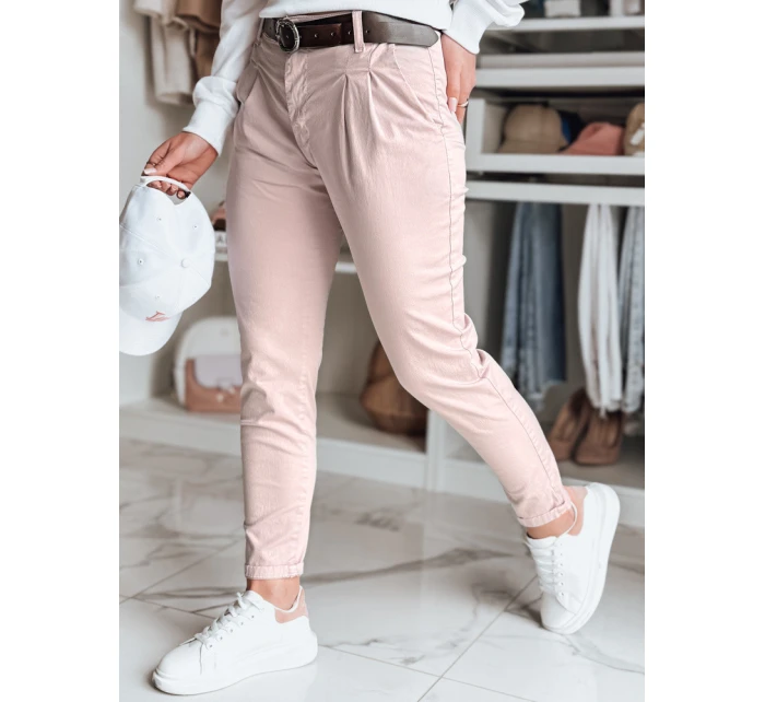 Dámské kalhoty chinos s páskem růžová model 21986444 - Dstreet