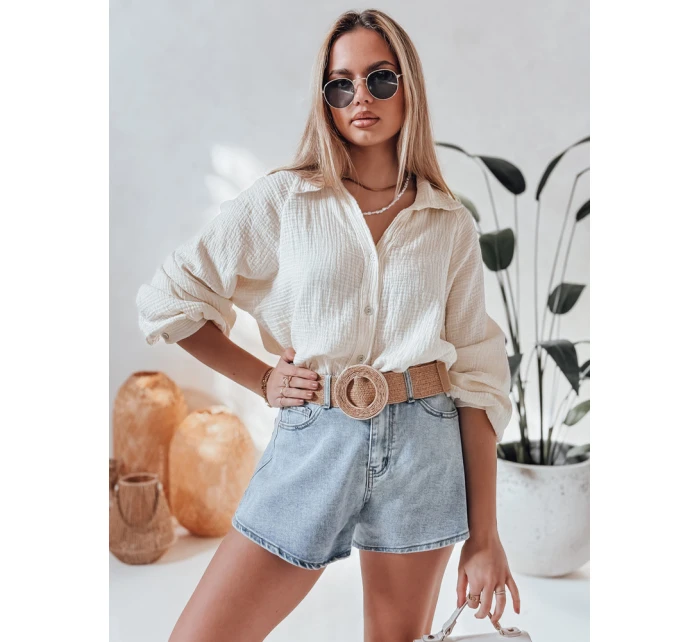 Dámská oversize mušelínová košile MUSLINEA krémová FashionStreet DY0480