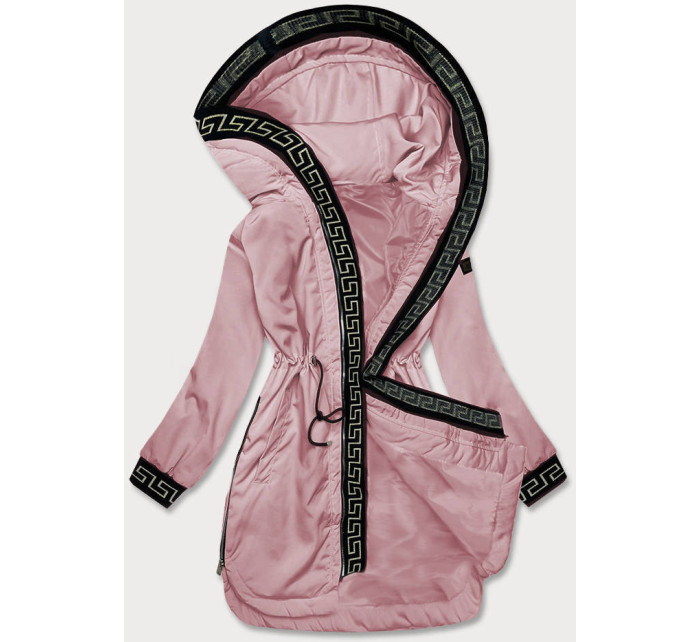 Bledě růžová tenká dámská bunda s ozdobnou lemovkou (B8141-81)