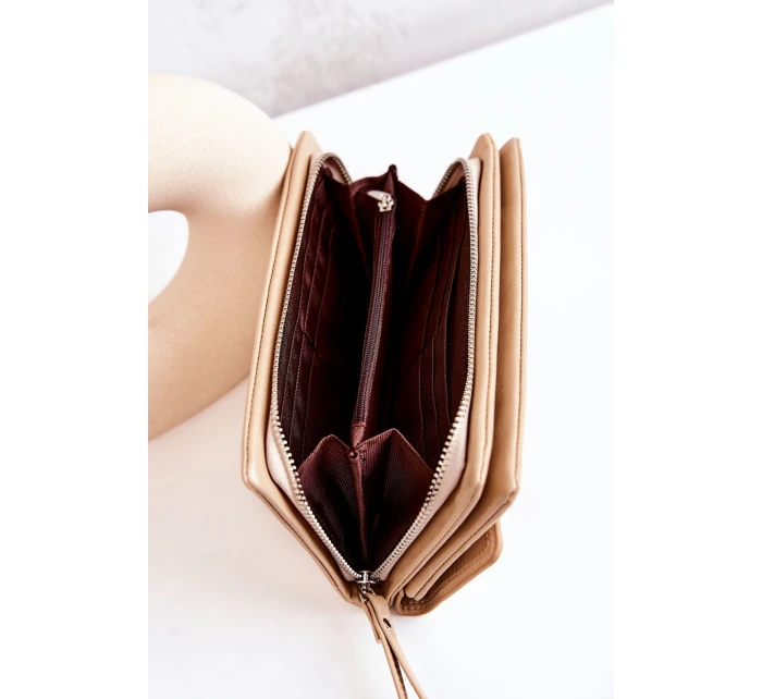 Velká Kožená Peněženka Na Zip béžový model 21573711 - Boto