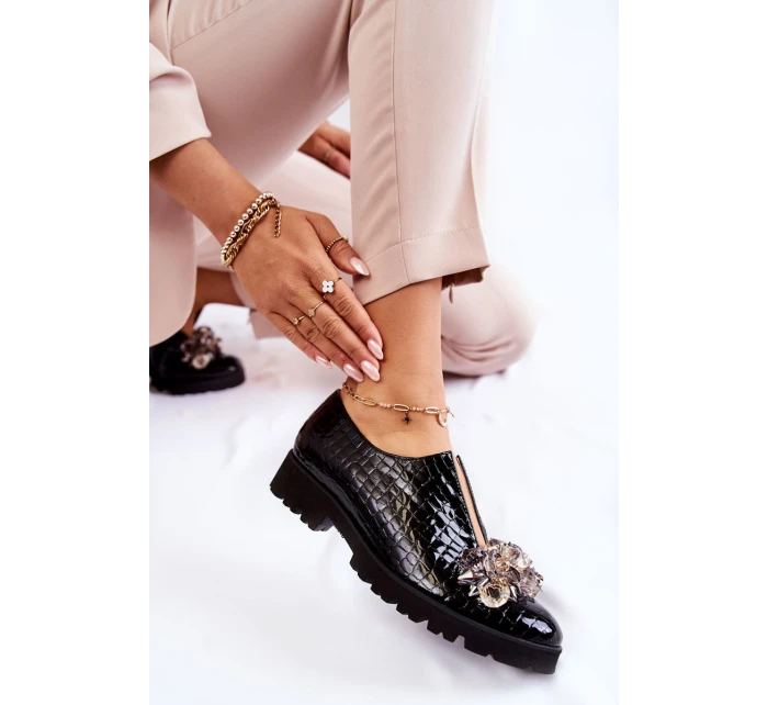 Elegantní lakované boty s  černá Cindy model 21601627 - Boto