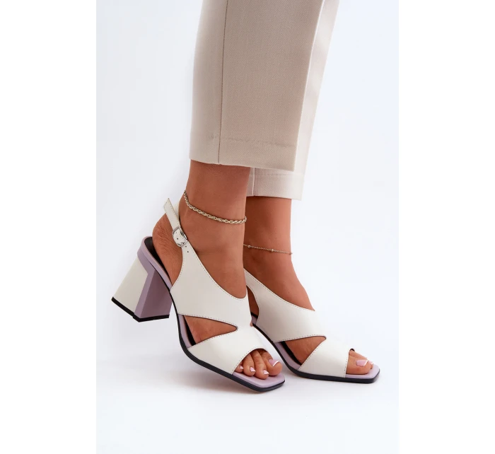 Dámské sandály na podpatku bílé D&A MR38-153