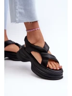 Zazoo 2743 Sametové sandály na podpatku Černé