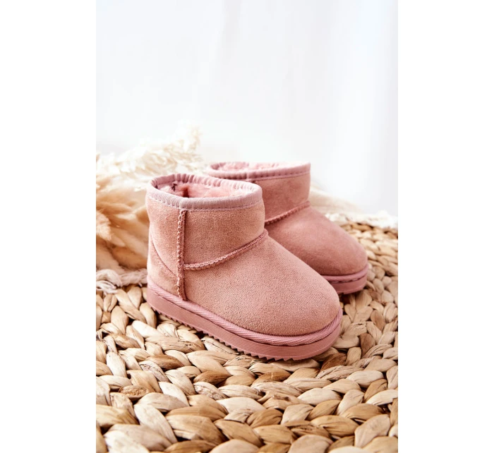 Dětské Teplé Sněhule Semišové Růžové Gooby Dětské Teplé Sněhule Semišové Růžové Gooby