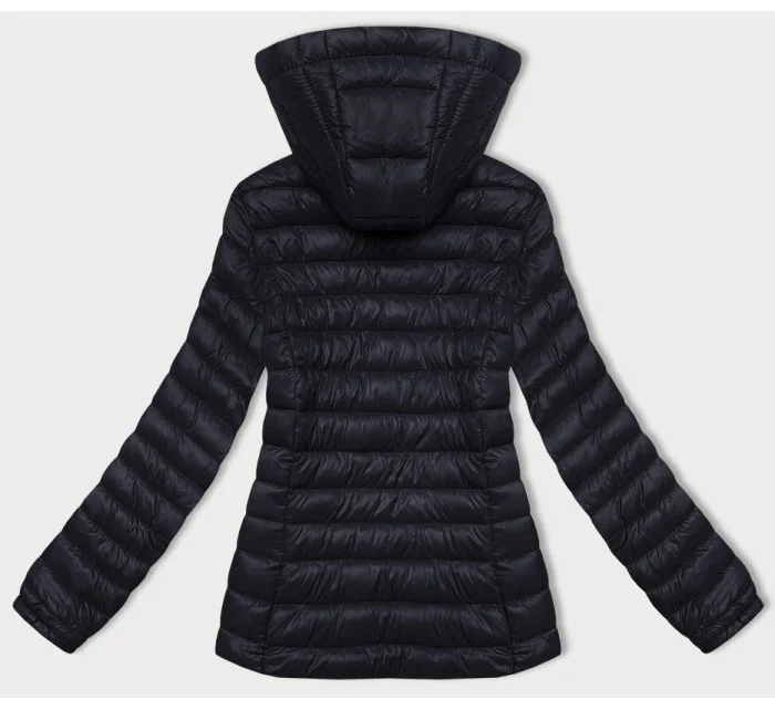 Dámská prošívaná bunda v grafitové barvě s kapucí model 20840763 - J.STYLE