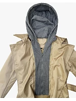 Klasický trenčkot s odnímatelnou kapucí Goodlookin tmavě béžový (T2-2252#-5)