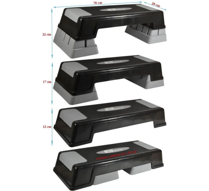 AEROBIC STEPPER 70X28CM 3 STUPNĚ NASTAVITELNÝ ENERO FIT