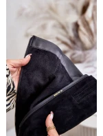 Zdobené dámské kozačky nad kolena zateplené na podpatku černé model 21671858 - S.Barski Zdobené dámské kozačky nad kolena zateplené na podpatku černé model 21671858 - S.Barski