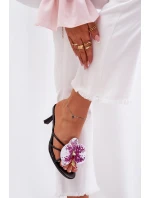 Dámské Pantofle Na Podpatku Se Umělou Květinou Černé Reyi Dámské Pantofle Na Podpatku Se Umělou Květinou Černé Reyi