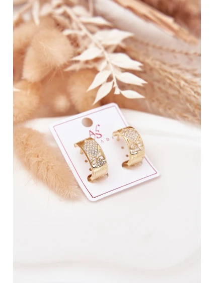 Dámské náušnice z chirurgické oceli s čiróny zlaté Dámské náušnice z chirurgické oceli s čiróny zlaté