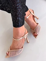 Dámské sandály na podpatku se zdobením šampaňské Peloria
