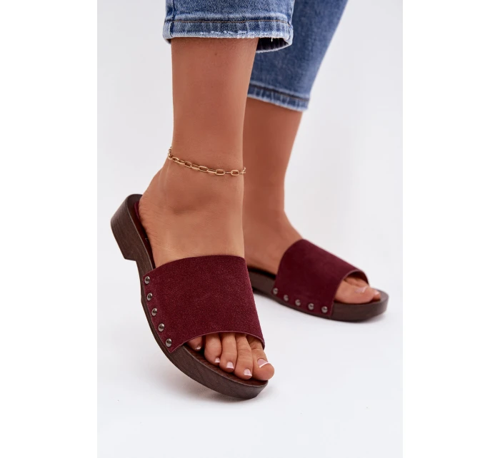 Dámské nazouváky s přezkami na nízkém podpatku Bordó Amelvessa