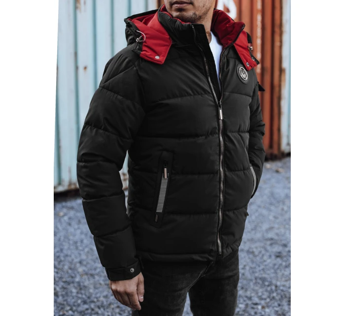 Pánská prošívaná zimní bunda s kapucí černá FashionStreet TX4930 Pánská prošívaná zimní bunda s kapucí černá FashionStreet TX4930