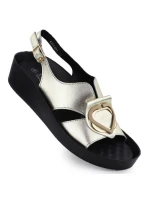 Dámské kožené sandály na platformě zlaté S.Barski KV51-031