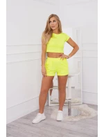 Bavlněná souprava se šortkami žlutá neonová