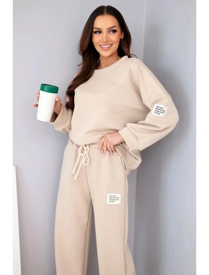 Dámská sada máslo mikina + kalhoty béžový