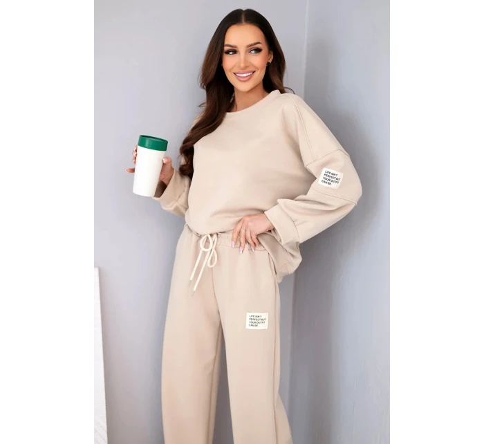 Dámská sada máslo mikina + kalhoty béžový