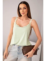 Dámský top na ramínkách s krajkovým model 22040218 mentolová - K-Fashion
