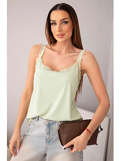 Dámský top na ramínkách s krajkovým model 22040218 mentolová - K-Fashion